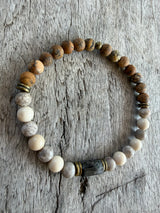 Petra Bracelet - Picture Jasper / Maifanite / Fossil / Black Rutilated Quartz