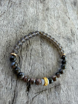 Petra Bracelet - Glaucophane / Smokey Quartz / Grey Agate