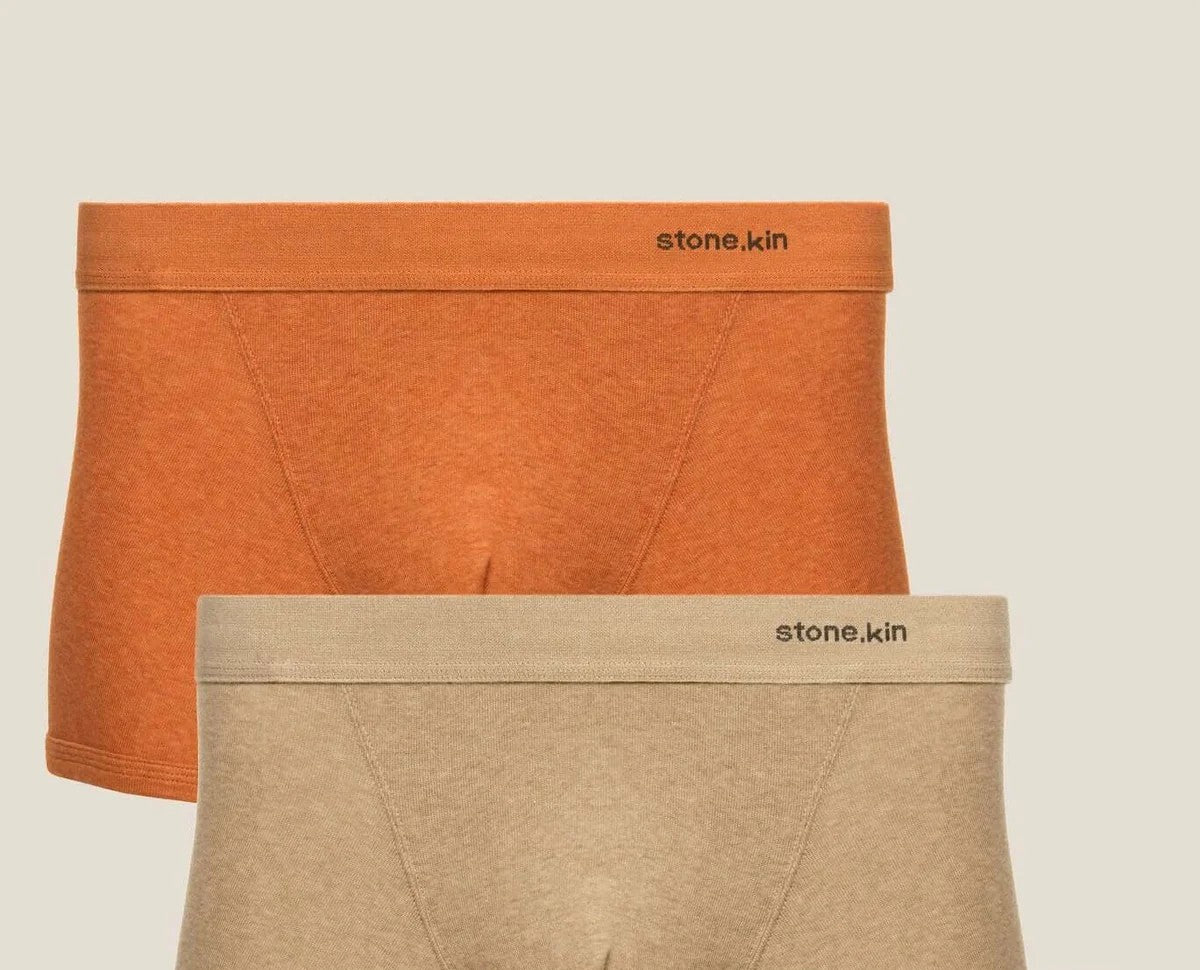 2 X BOXER BRIEF IN ORGANIC COTTON RIB - PAPAYA & SAND – Atlas Homme