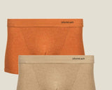 2 X BOXER BRIEF IN ORGANIC COTTON RIB - PAPAYA & SAND