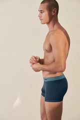 2 X BOXER BRIEF IN ORGANIC COTTON RIB - INDIGO & BROWN/CAMEL