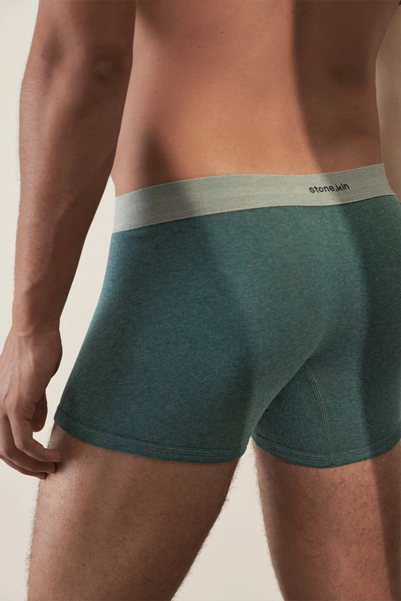 2 X BOXER BRIEF IN ORGANIC COTTON RIB - TEAL & BONE