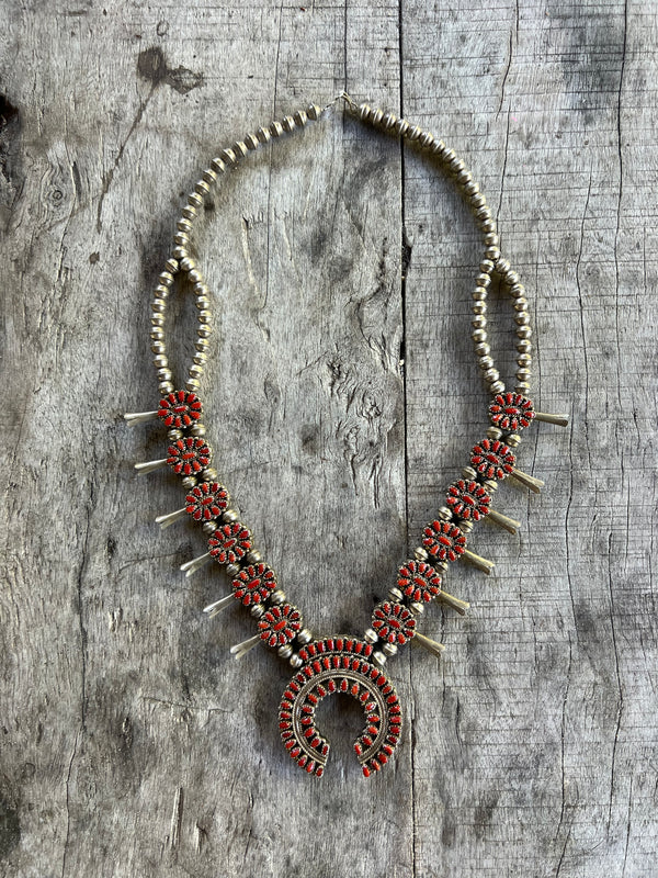 Handmade Vintage Zuni Squash Blossom Necklace
