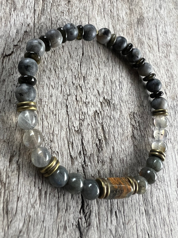 Petra Bracelet - Labradorite / Gold Obsidian / Blue Argentinian Calcite