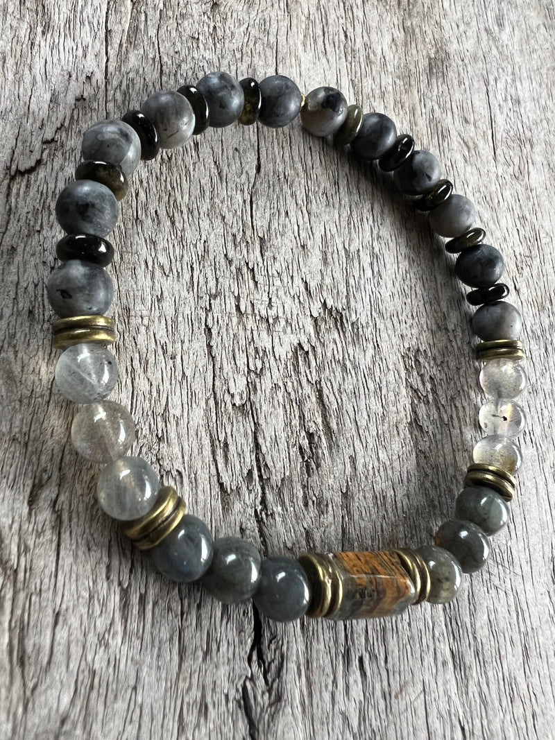 Petra Bracelet - Labradorite / Gold Obsidian / Blue Argentinian Calcite