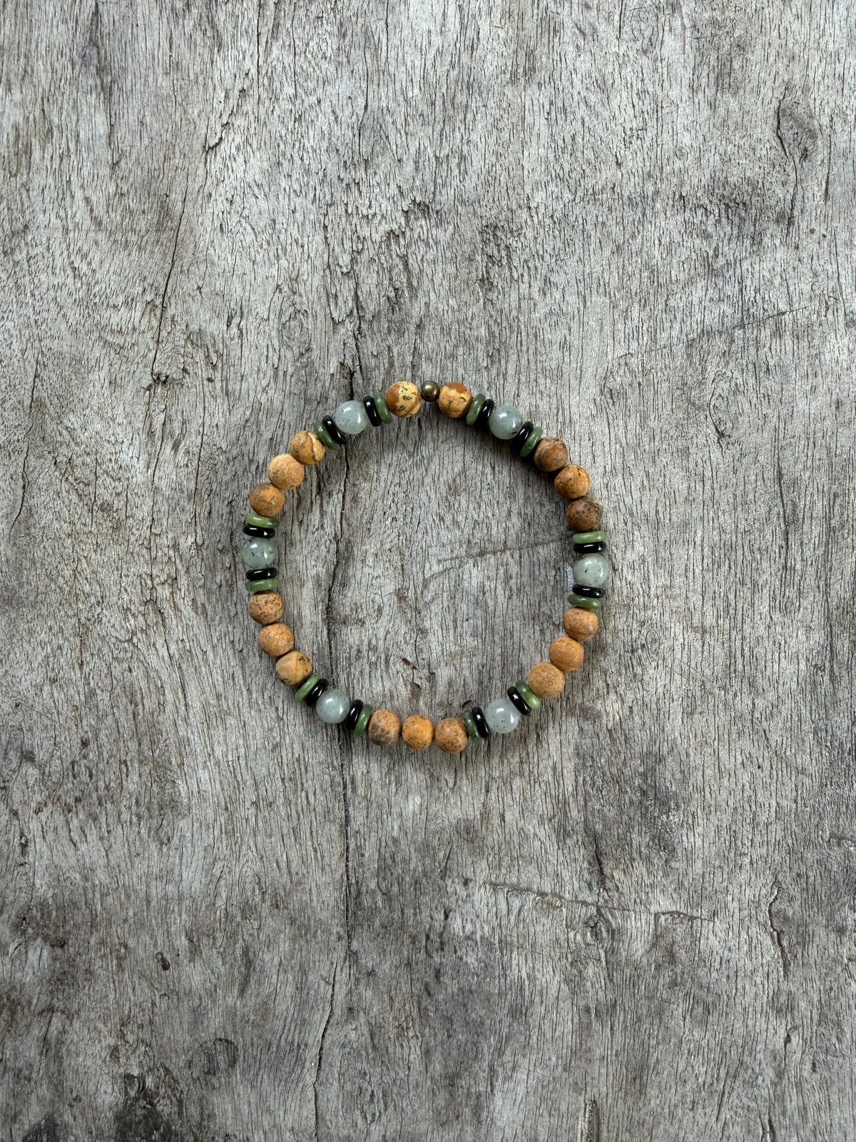 Petra Bracelet - Picture Jasper / Pearlescent Labradorite / Jade / Black Tourmaline