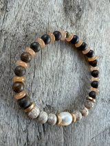 Petra Bracelet - Bronzite / Sunstone / Maifanite + White Pearl