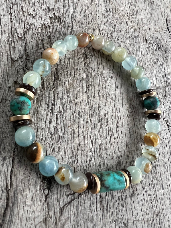 Petra Bracelet - Blue Argentinian Calcite / African Turquoise