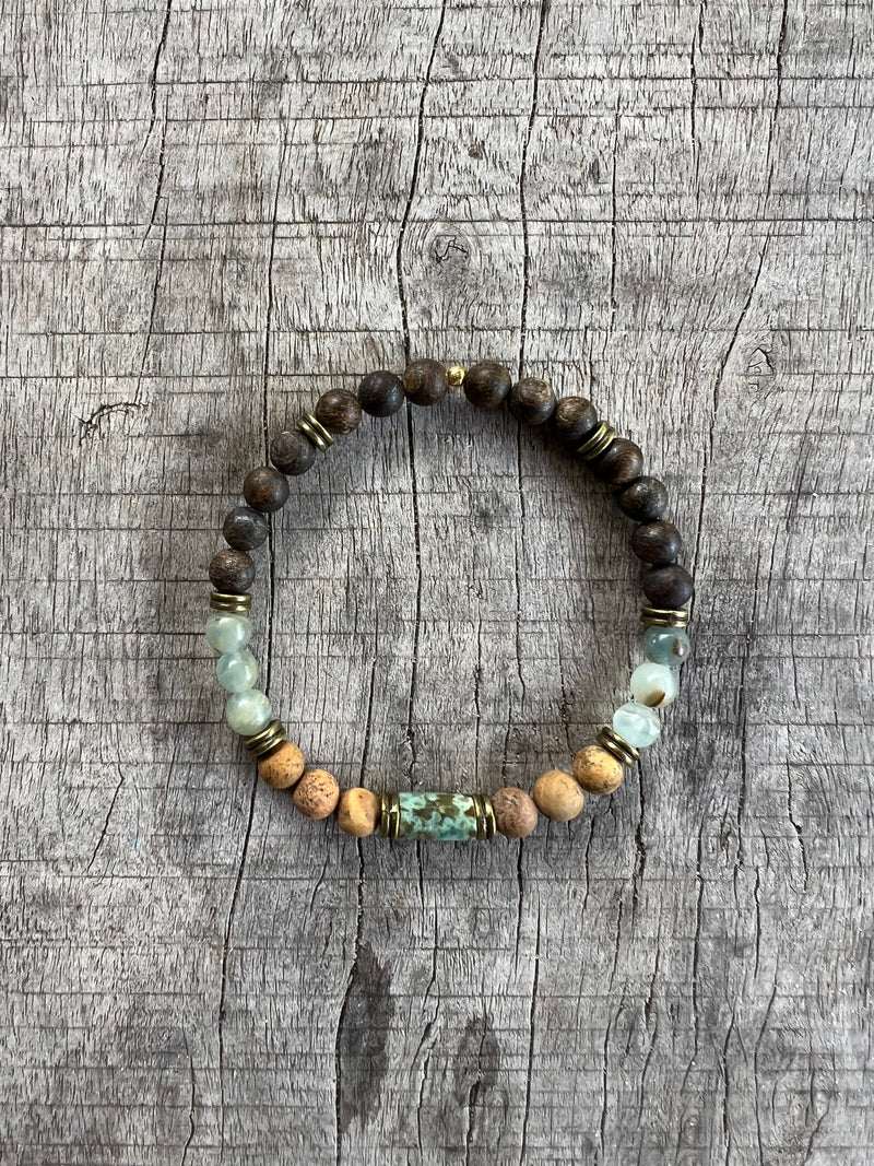 Petra Bracelet - Bronzite / Picture Jasper / Blue Argentinian Calcite / African Turquoise
