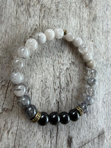 Petra Bracelet - Rutilated Quartz / Obsidian