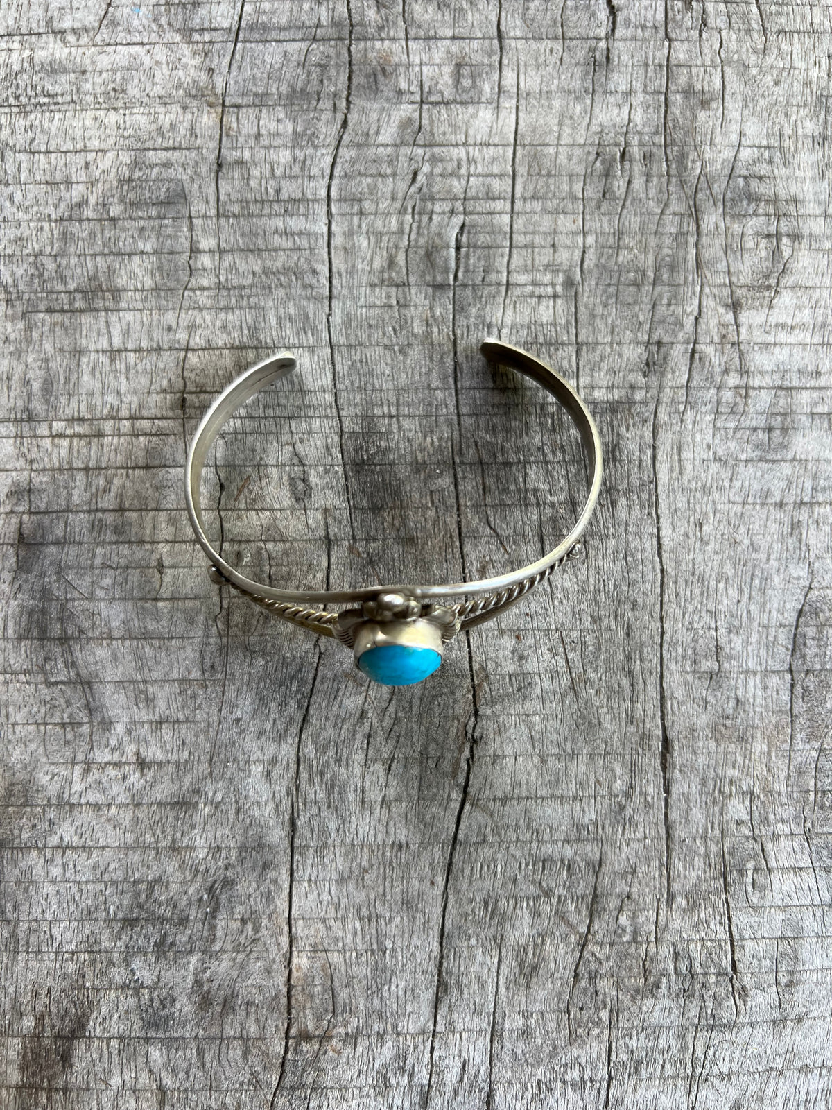Signed Handmade Vintage Navajo Sleeping Beauty Turquoise Cuff