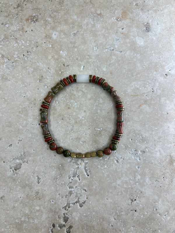Petra Bracelet - Unakite / Jasper / Rutilated Quartz
