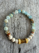 Petra Bracelet - Blue Argentinian Calcite / Fossil / Olive Walnut / Citrine