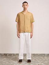 ANGELO LINEN SHIRT -DRIED MOSS