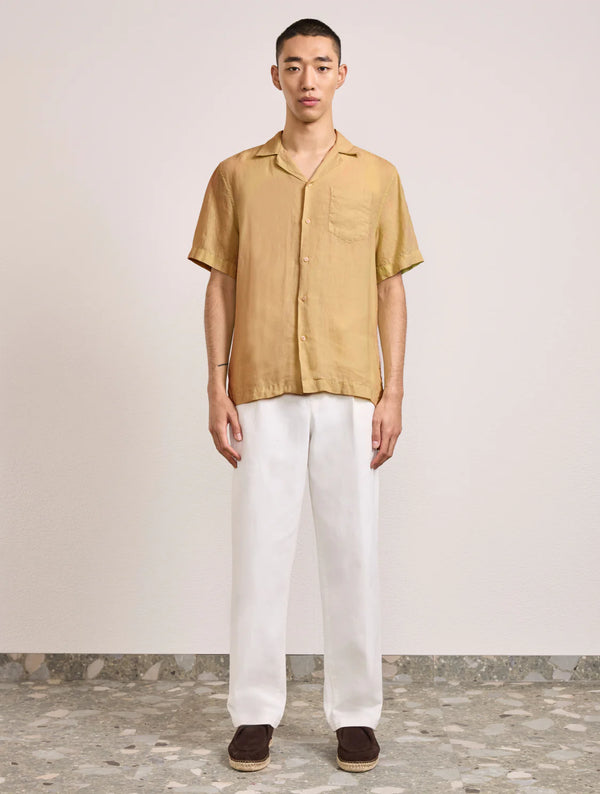 ANGELO LINEN SHIRT -DRIED MOSS