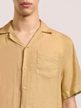 ANGELO LINEN SHIRT -DRIED MOSS