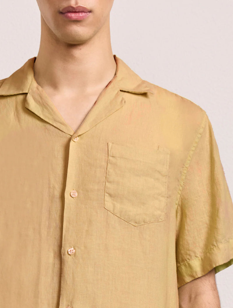 ANGELO LINEN SHIRT -DRIED MOSS