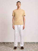 LUCIO LINEN-COTTON T-SHIRT - DRIED MOSS