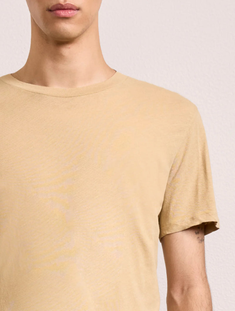 LUCIO LINEN-COTTON T-SHIRT - DRIED MOSS