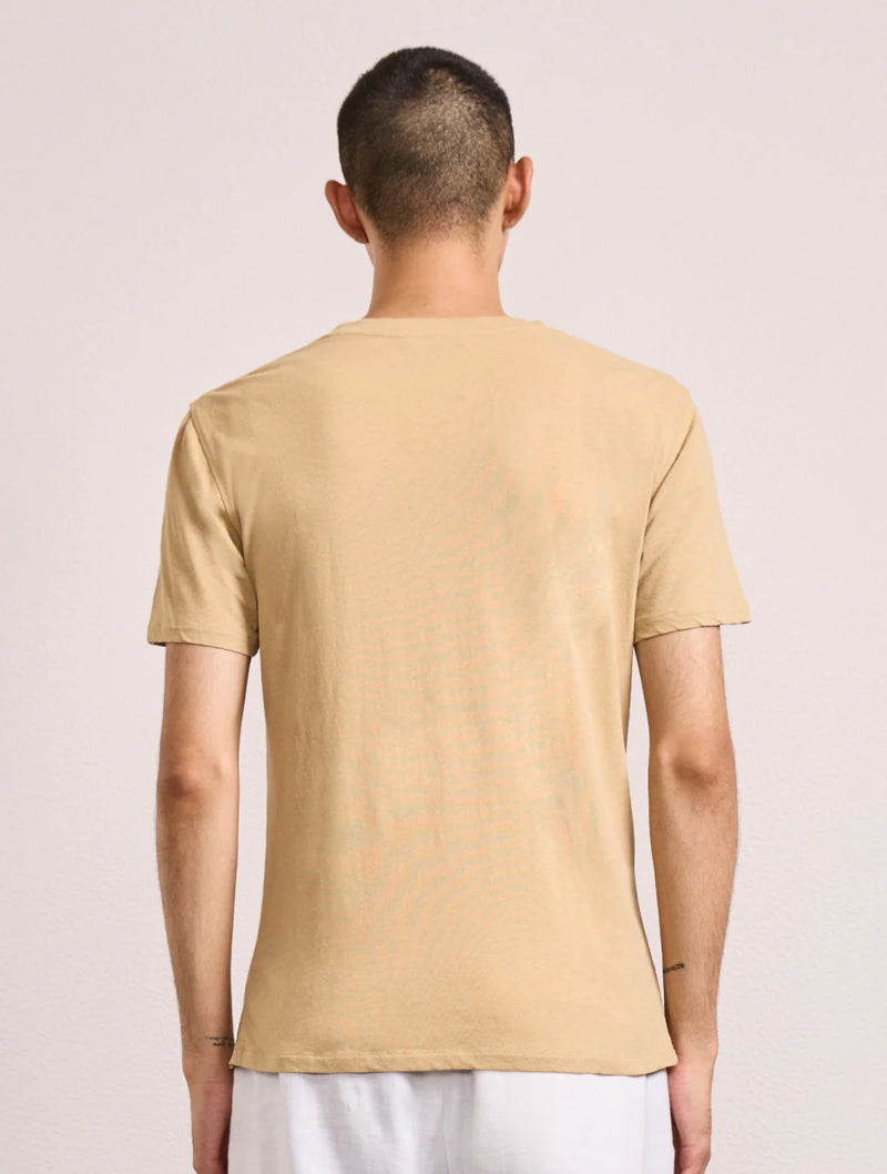 LUCIO LINEN-COTTON T-SHIRT - DRIED MOSS