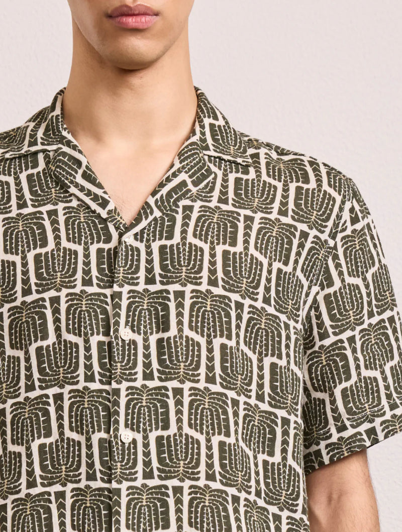 ROBERTO LINEN SHIRT - DARK OLIVE