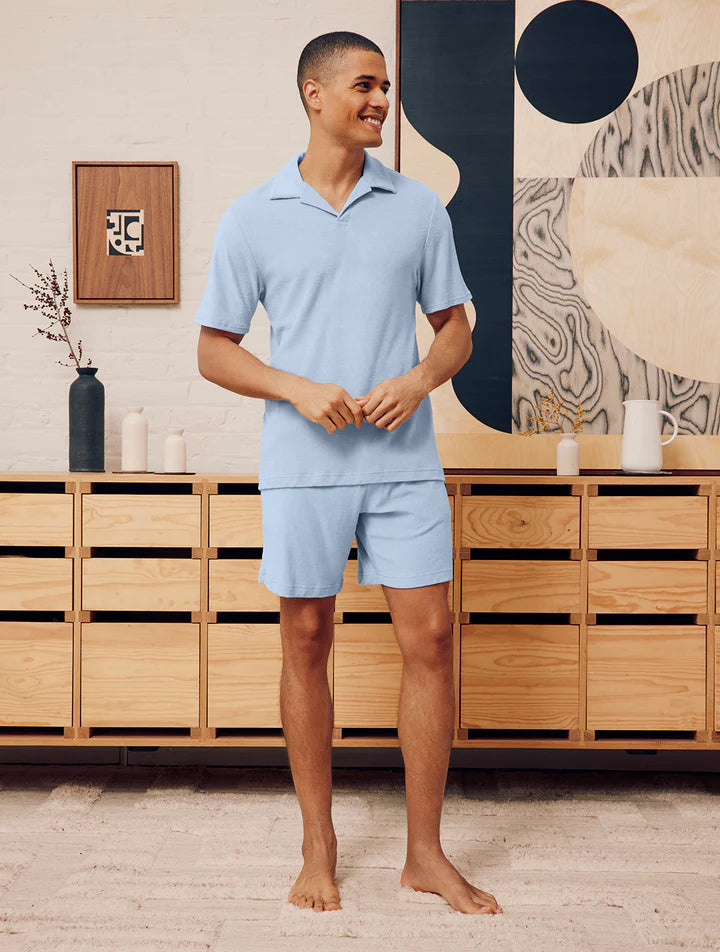 FAUSTINO TERRY COTTON POLO - BABY BLUE