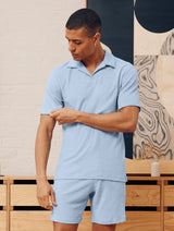 FAUSTINO TERRY COTTON POLO - BABY BLUE