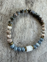 Petra Bracelet - Glaucophane / Blue Coral / Maifanite / Rutilated Quartz