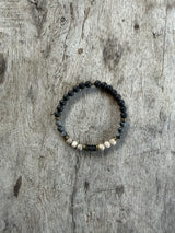 Petra Bracelet - Lava Stone / Maifanite / Larvikite / Rutilated Quartz