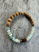 Petra Bracelet - Picture Jasper / Blue Argentinian Calcite / Amazonite / Hessonite Garnet