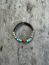 Petra Bracelet - Bronzite / Maifanite / Peruvian Turquoise / Red Jasper