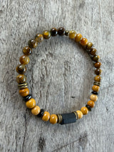 Petra Bracelet - Yellow Pietersite / Yellow Jade / Gold Obsidian / Black Tourmaline