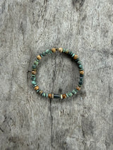 Petra Bracelet - African Turquoise / Picture Jasper / Green Rutilated Quartz