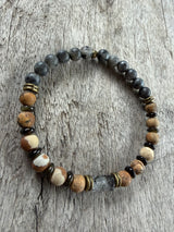 Petra Bracelet - Lavakite / Picture Jasper / Gold Obsidian / Rutilated Quartz