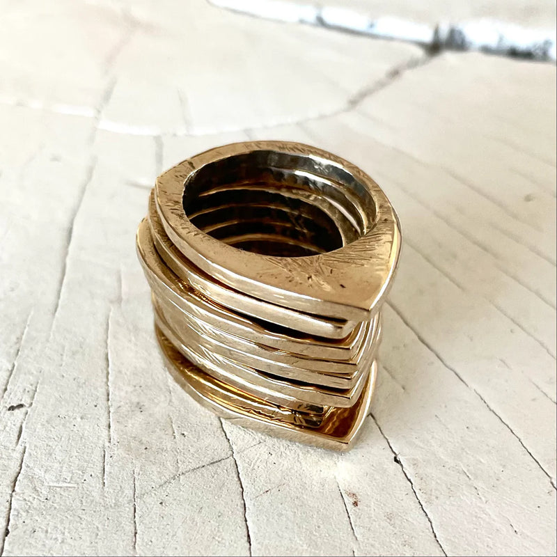 OPERA SLICE RING (SET OF 4) - SOLID BRONZE