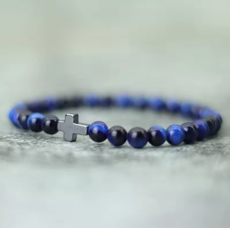 Sodalite Bracelet w/Graphene Cross