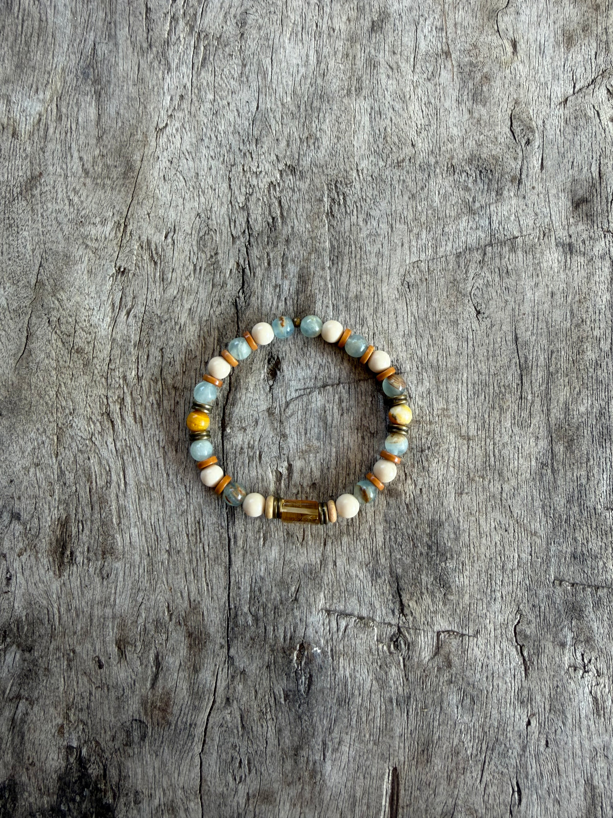 Petra Bracelet - Blue Argentinian Calcite / Fossil / Olive Walnut / Bumblebee Jasper / Picture Jasper / Citrine