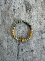 Petra Bracelet - Serpentine / Avocado Jasper / Yellow Topaz / Olive Walnut / Bodhi Bead