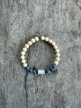 Petra Bracelet - Fossil / Blue Coral / Lapis Lazuli / Black Rutilated Quartz