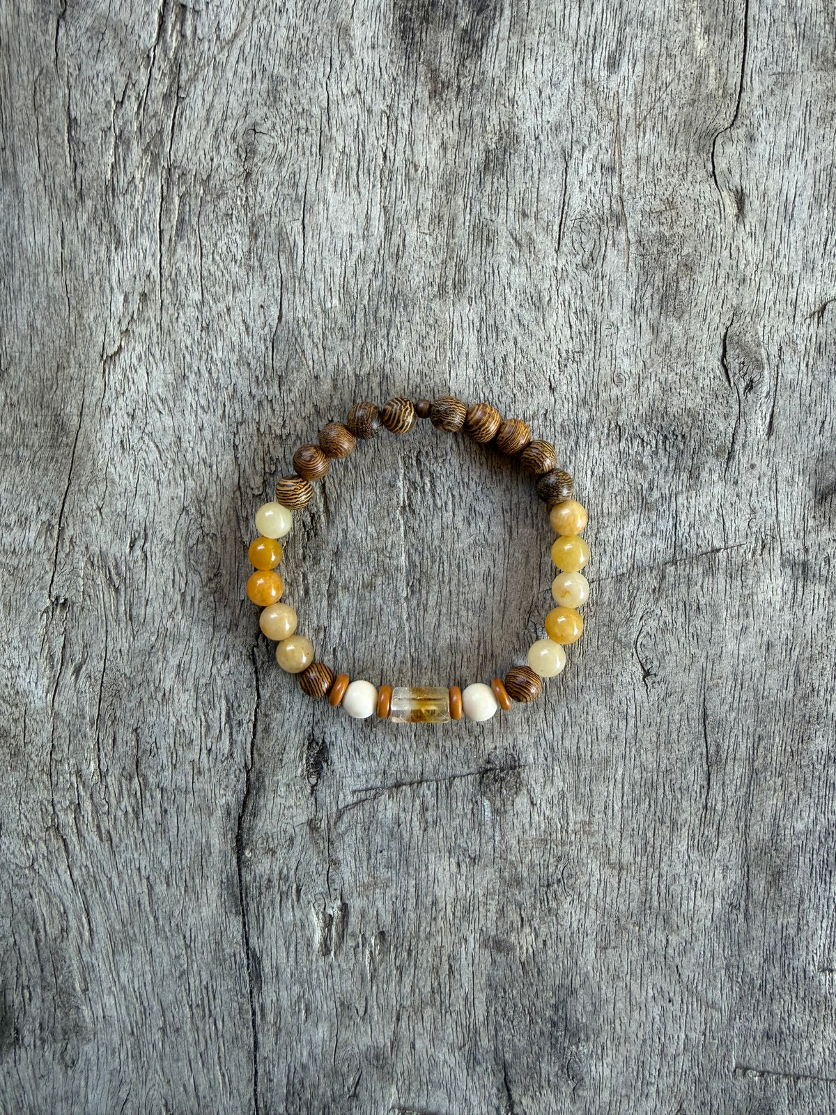 Petra Bracelet - Gold Silk Sandalwood / Yellow Topaz / Olive Walnut / Fossil / Citrine