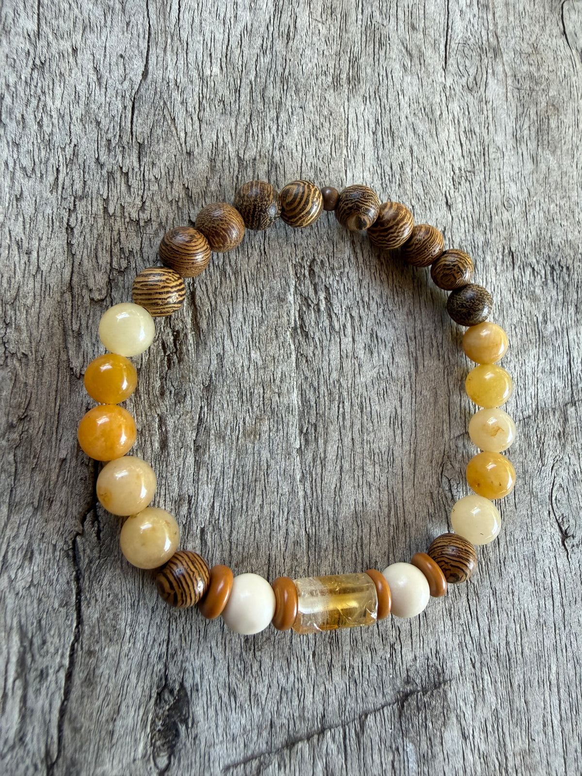 Petra Bracelet - Gold Silk Sandalwood / Yellow Topaz / Olive Walnut / Fossil / Citrine