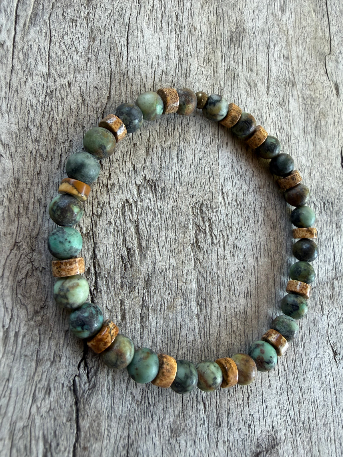 Petra Bracelet - African Turquoise / Picture Jasper