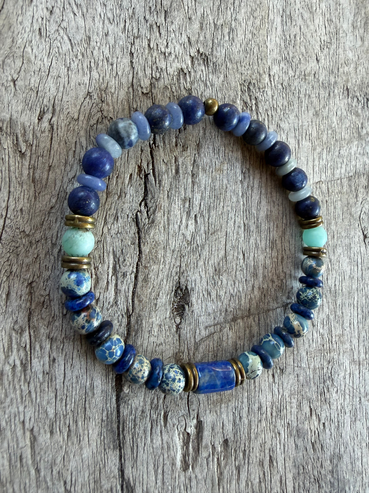 Petra Bracelet - Lapis Lazuli / Sea Sediment Jasper / Blue Aventurine / Amazonite