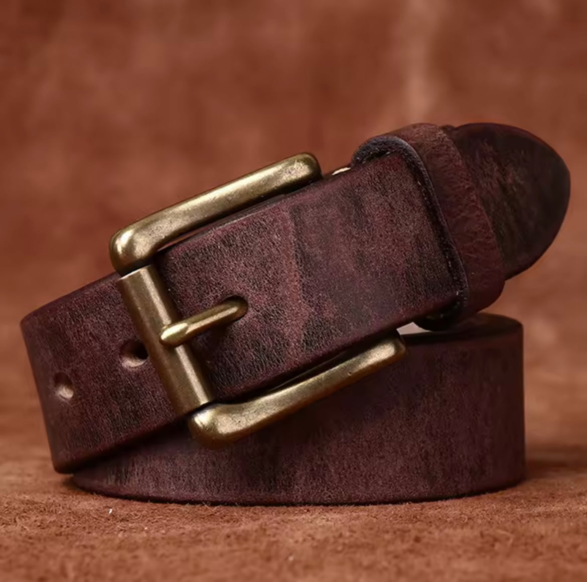 Men's Leather Belt - Mahogany