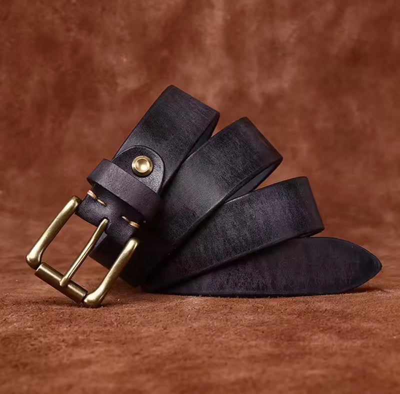Men's Leather Belt - Obsidian