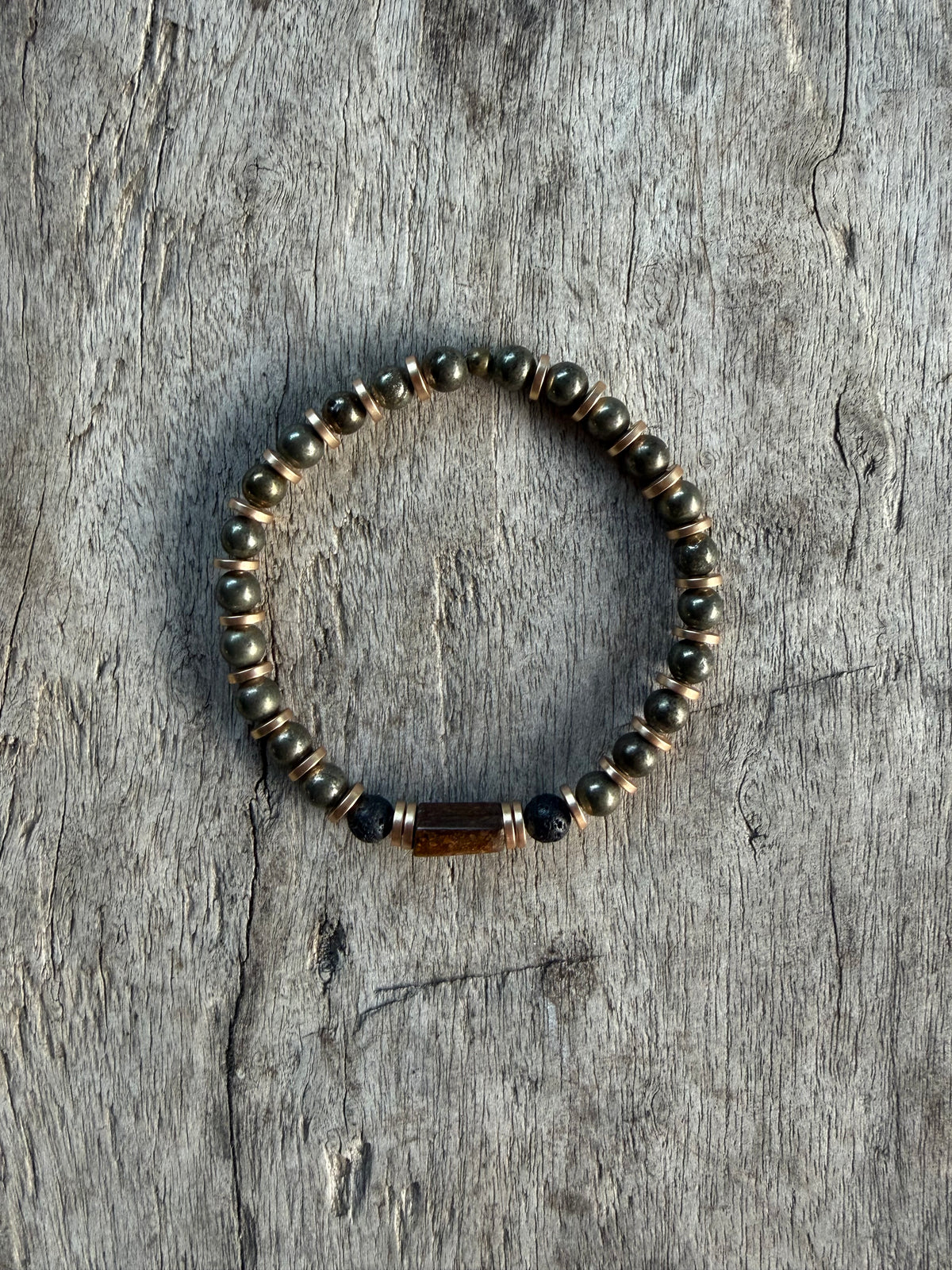 Petra Bracelet - Pyrite / Lava Stone / Bronzite