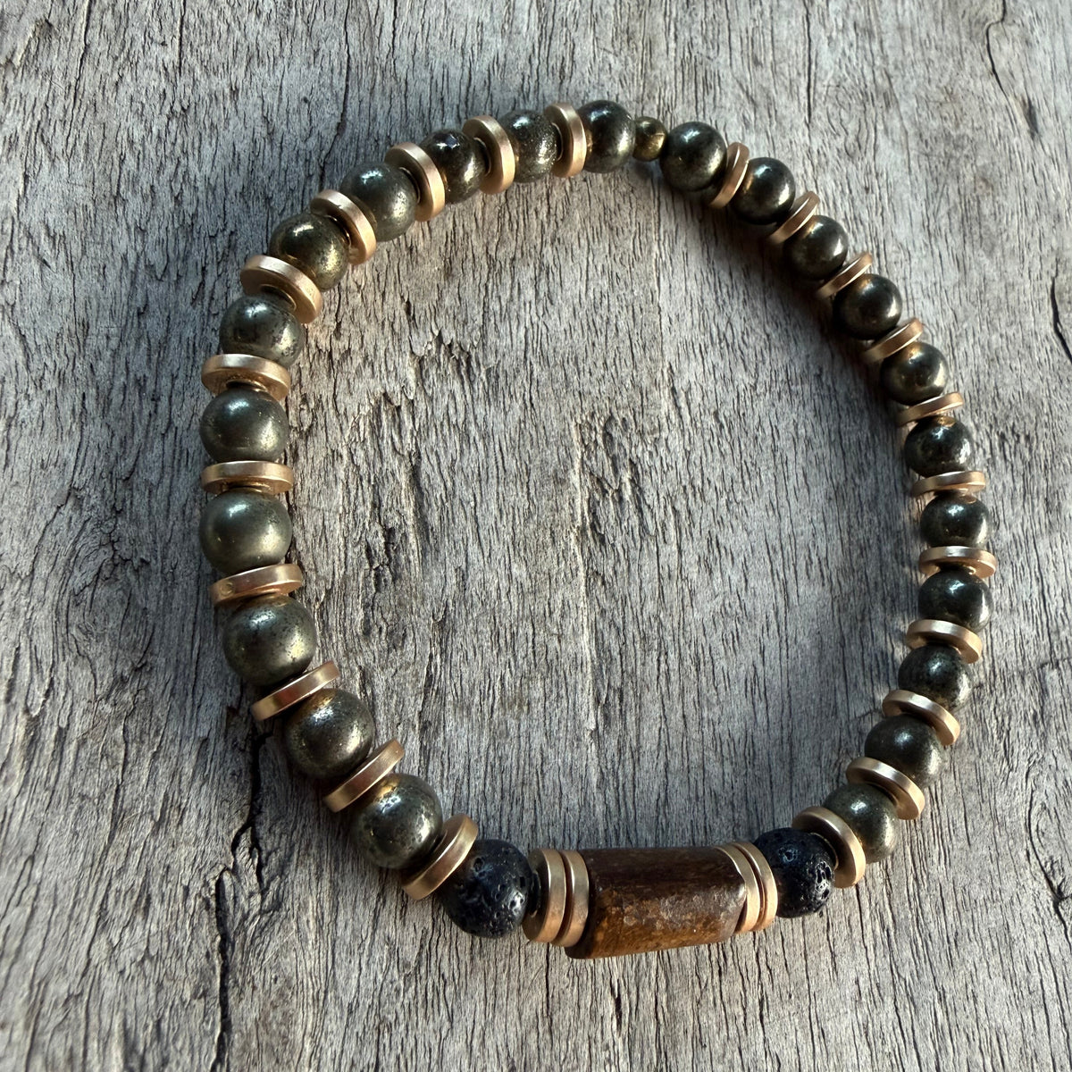 Petra Bracelet - Pyrite / Lava Stone / Bronzite