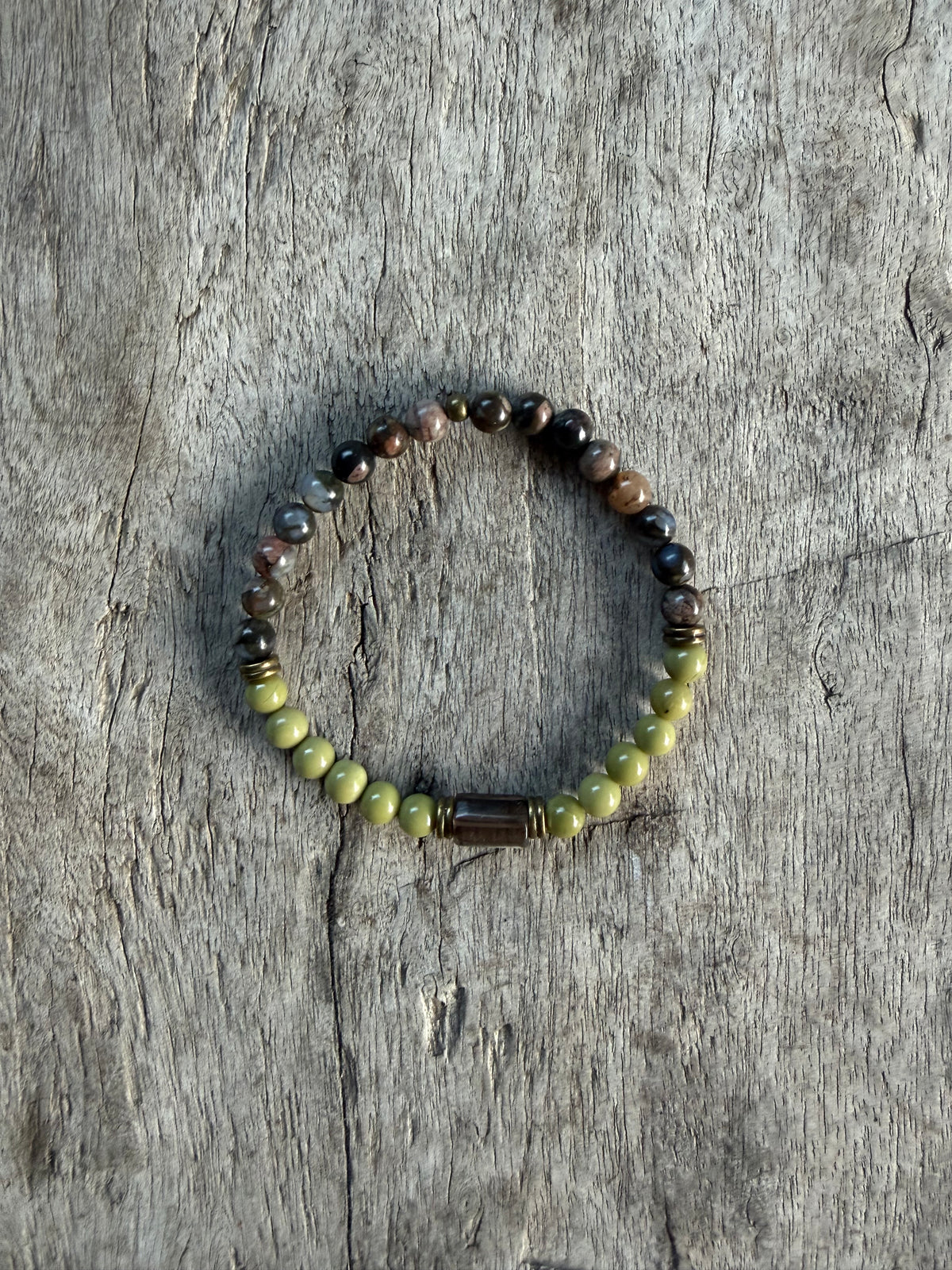 Petra Bracelet - Glaucophane / Avocado Jasper / Smokey Quartz