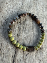 Petra Bracelet - Glaucophane / Avocado Jasper / Smokey Quartz