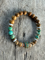 Petra Bracelet - Sandalwood / Peruvian Turquoise / Picture Jasper / Shell